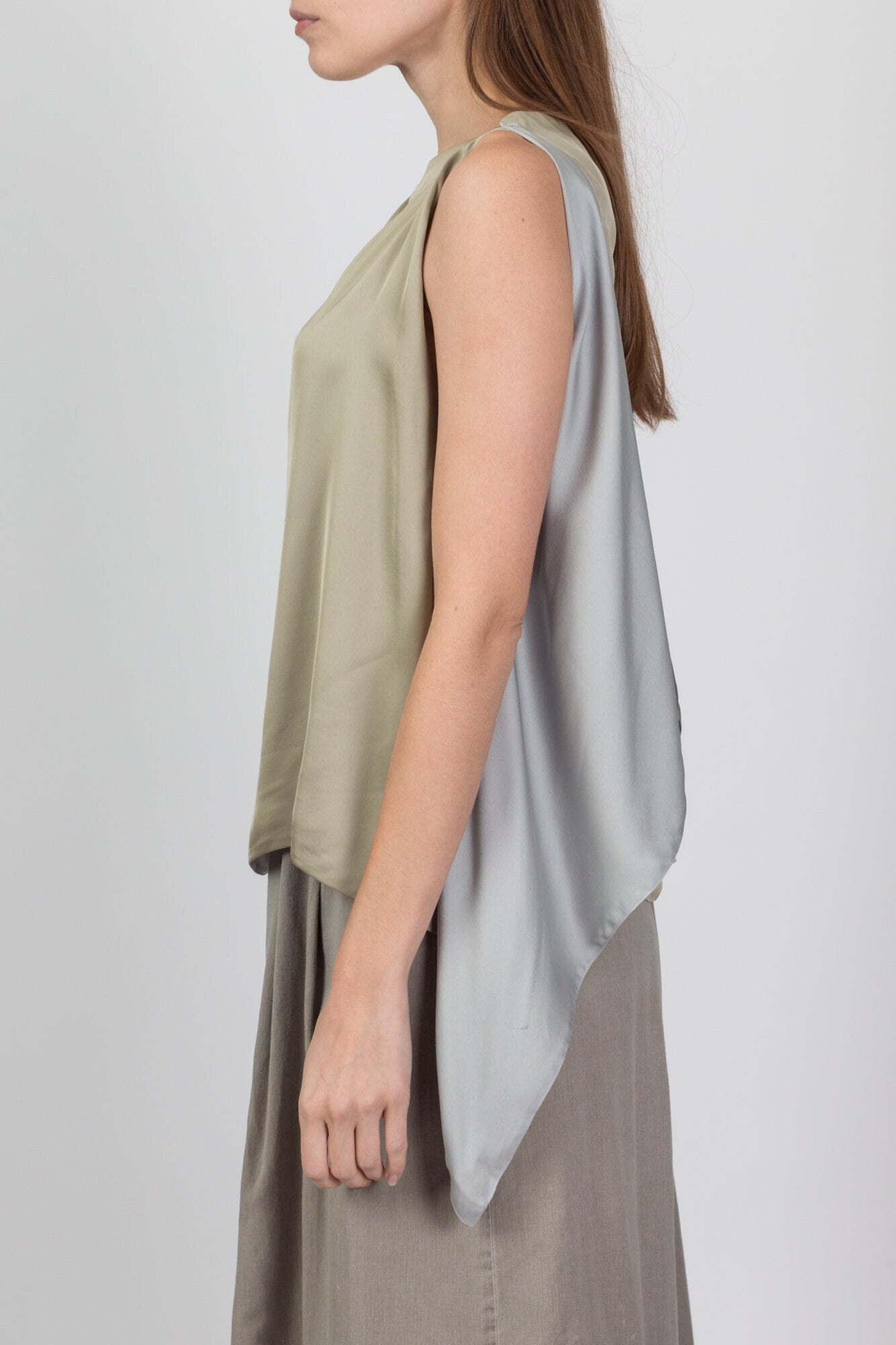 Vintage Giorgio Armani Silk Two Tone Sleeveless Top - Large 