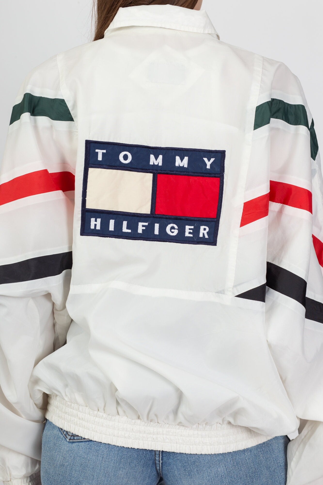 90s Tommy Hilfiger Striped Windbreaker - Men's XL 
