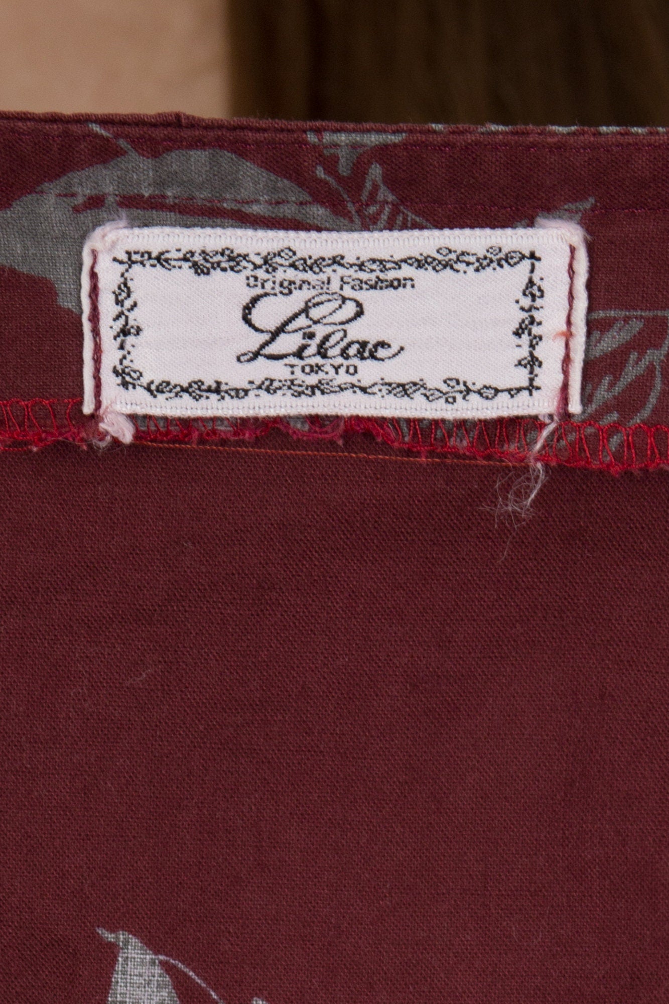 Vintage Burgundy Floral Cropped Blouse - Large 