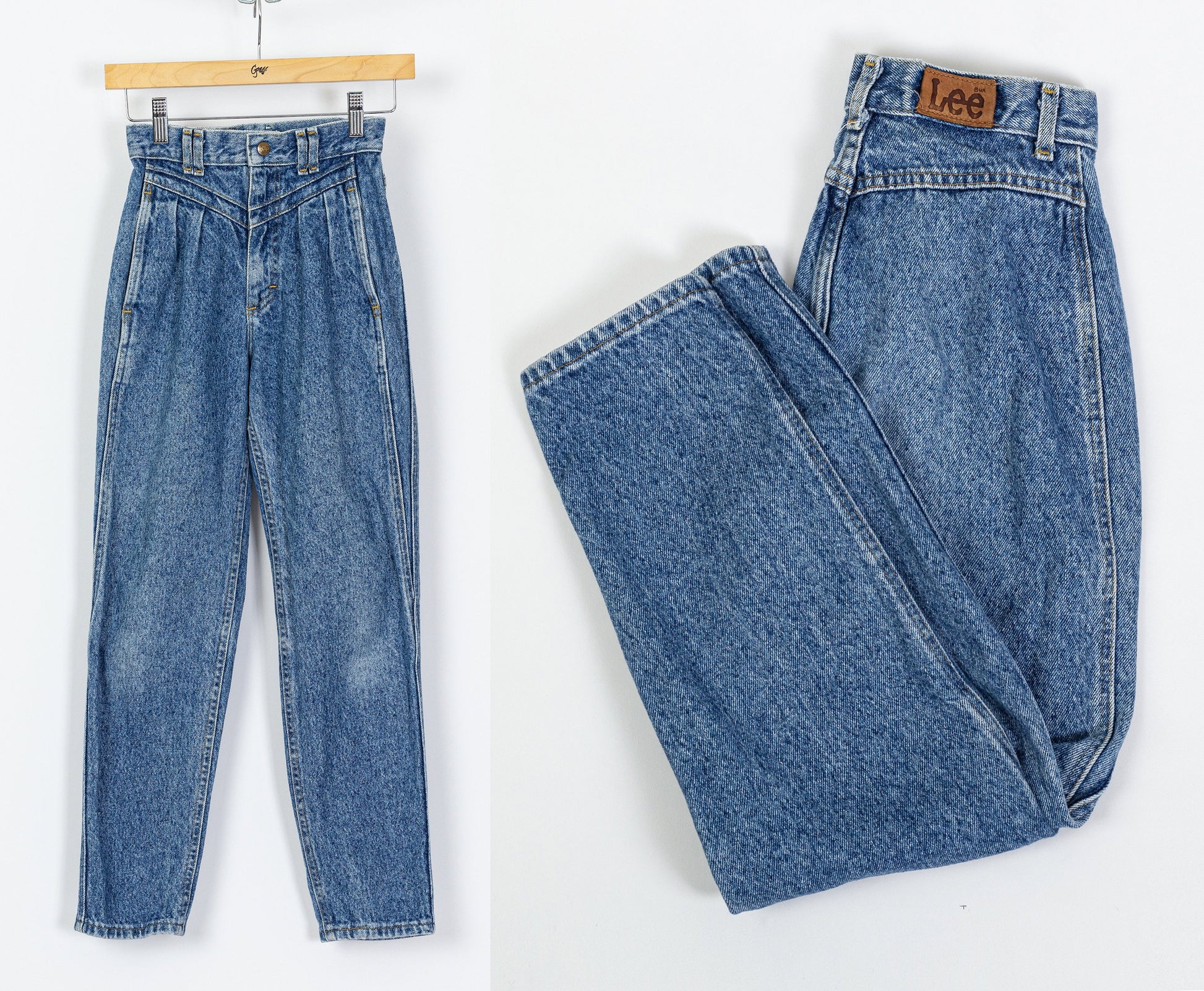 80s Lee Acid Wash High Waist Mom Jeans - XXS 