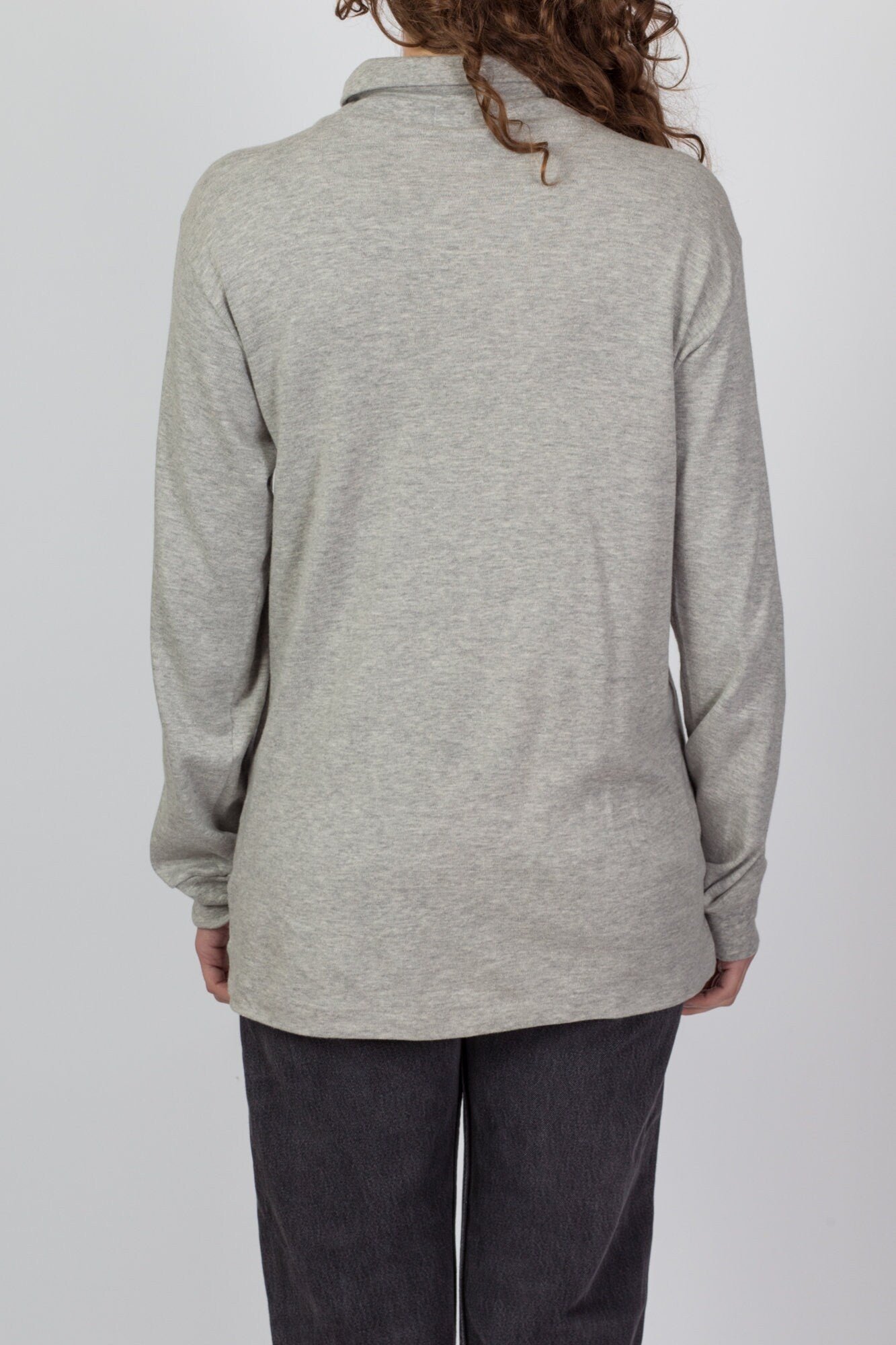 90s Heather Grey Turtleneck Top - Men's Medium 
