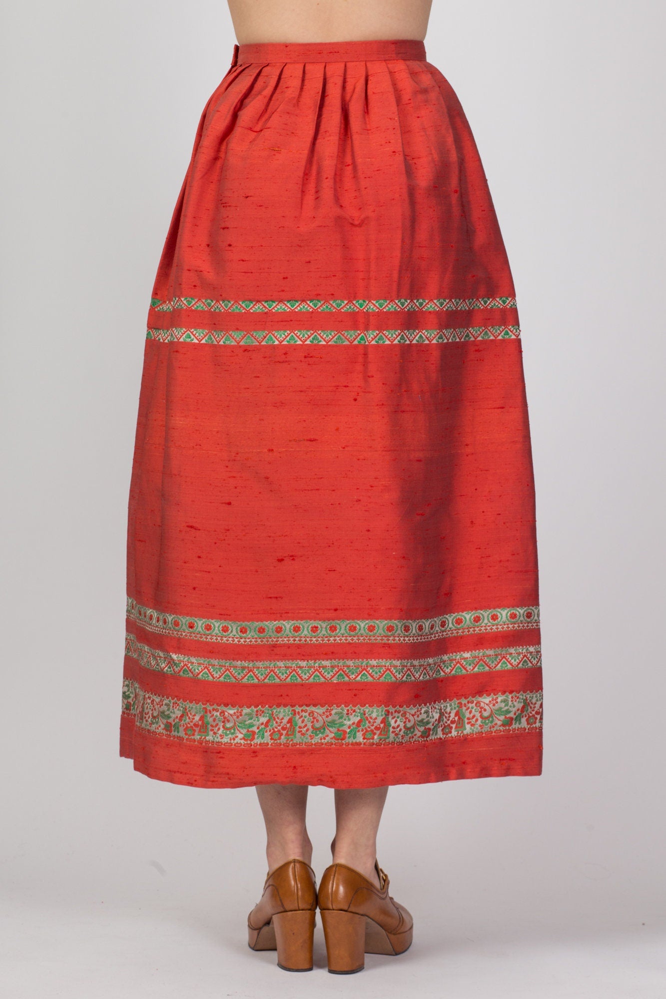 Vintage 1950s Woven Geometric Folk Skirt - Extra Small, 24.5" 