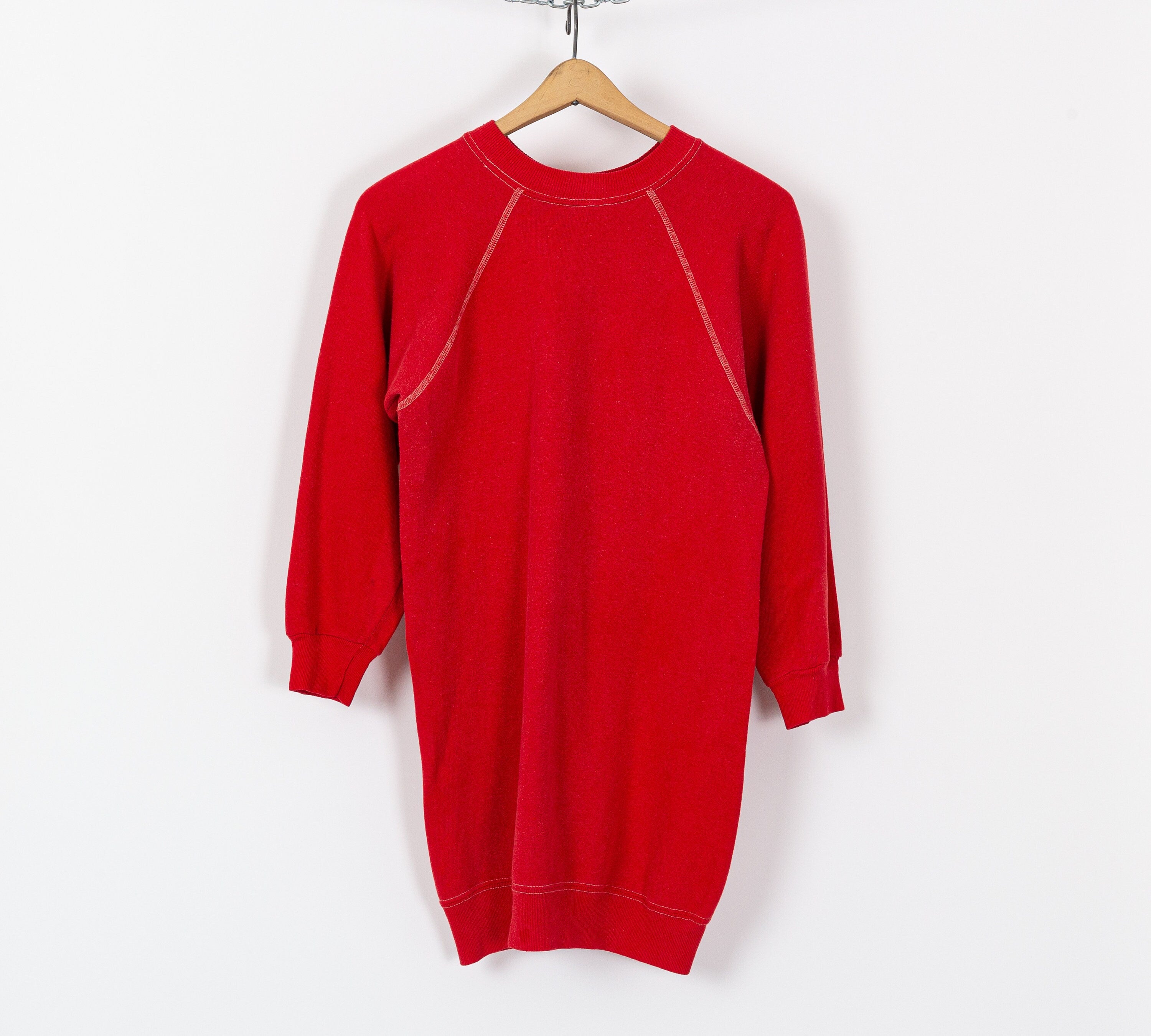 80s The Sierras Red Sweatshirt Dress - Small – Flying Apple Vintage