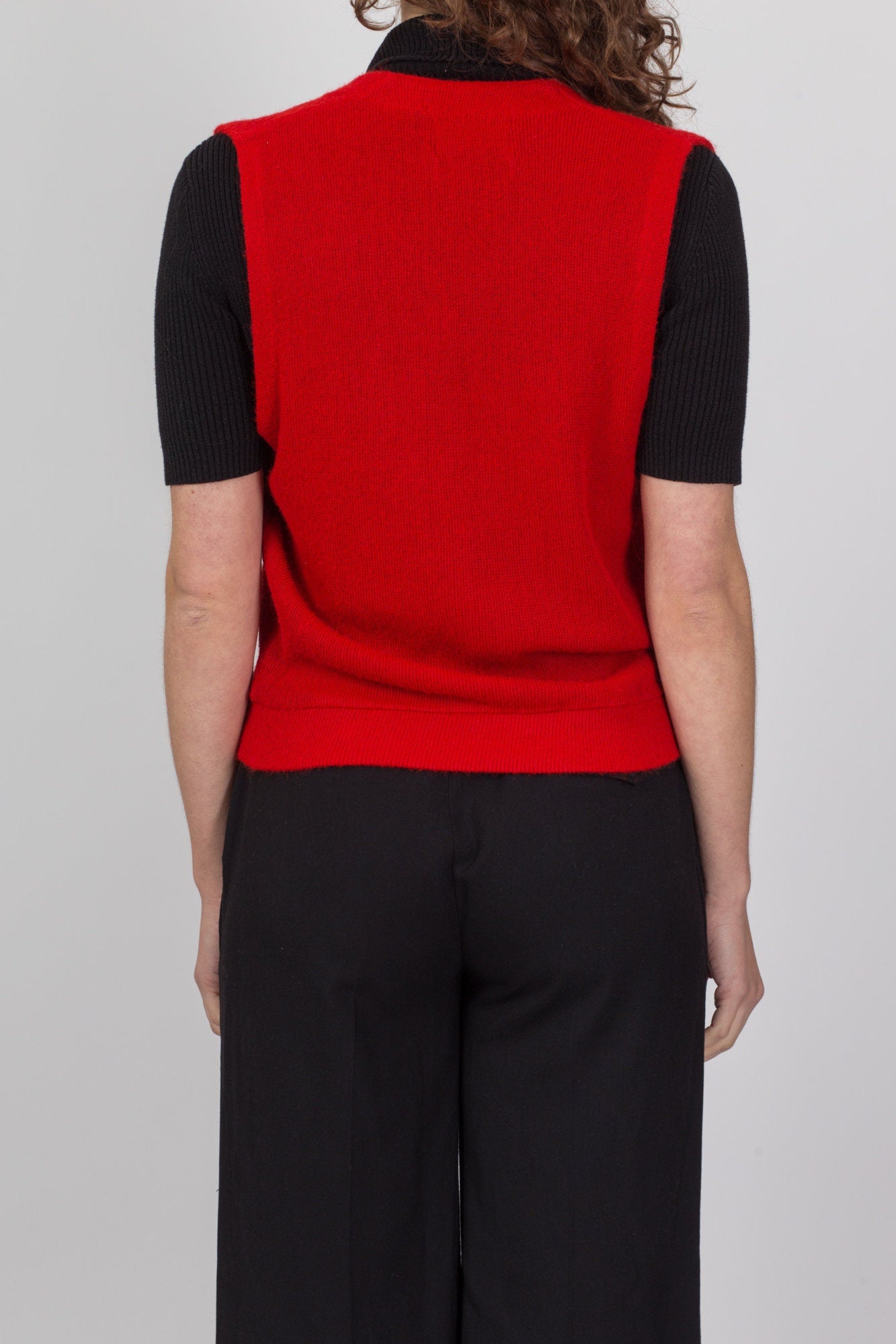 70s 80s Red Sleeveless Crop Top Sweater Vest - Men's Medium 