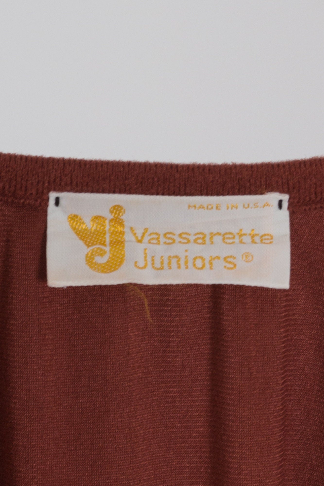 70s Vassarette Copper Felt Hostess Dress - Medium 