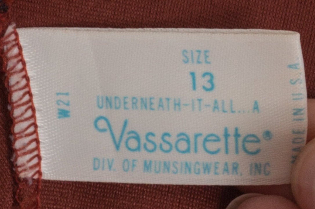 70s Vassarette Copper Felt Hostess Dress - Medium 