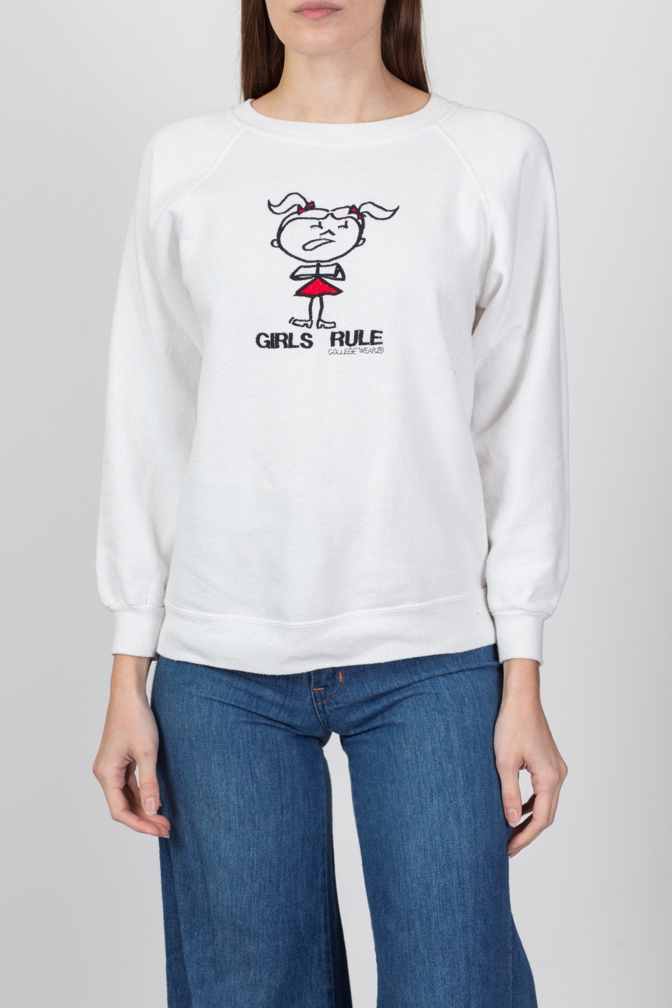 90s Y2K "Girls Rule" Sweatshirt - Petite Small 