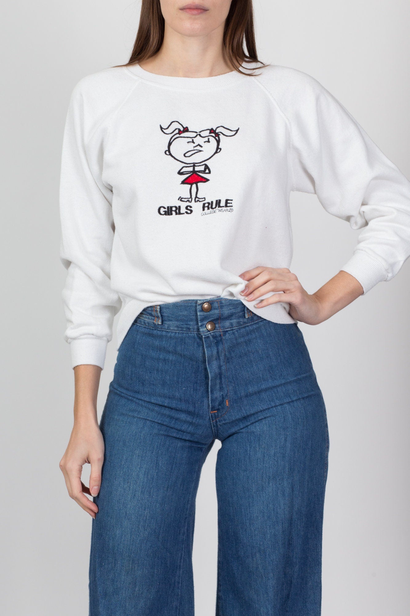 90s Y2K "Girls Rule" Sweatshirt - Petite Small 