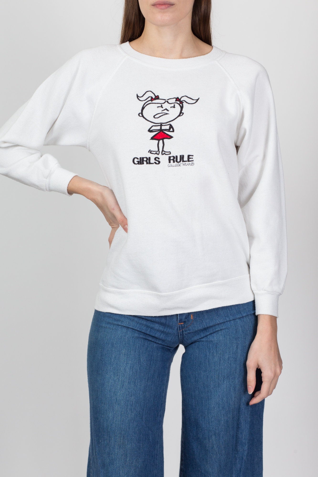 90s Y2K "Girls Rule" Sweatshirt - Petite Small 