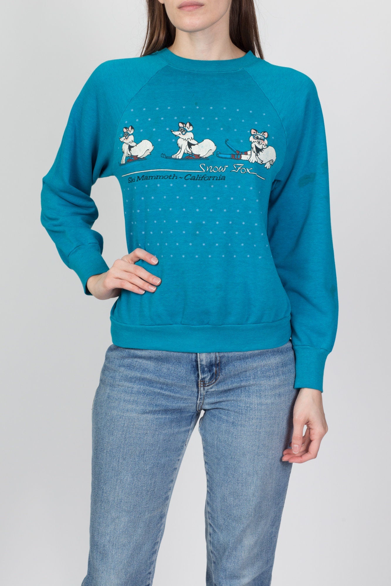 80s Snow Fox Ski Sweatshirt - Small 