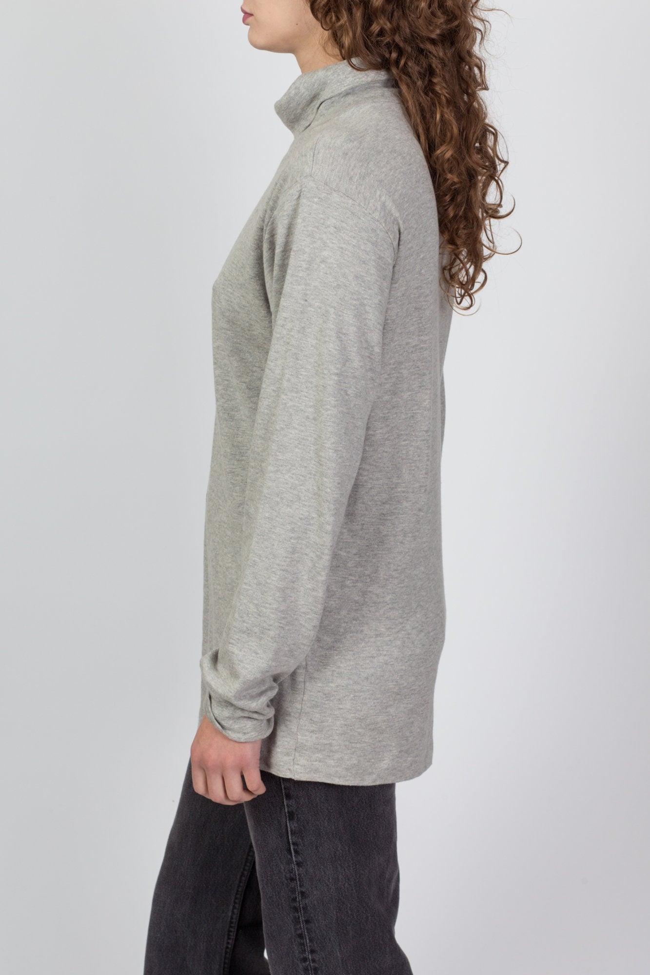 90s Heather Grey Turtleneck Top - Men's Medium 