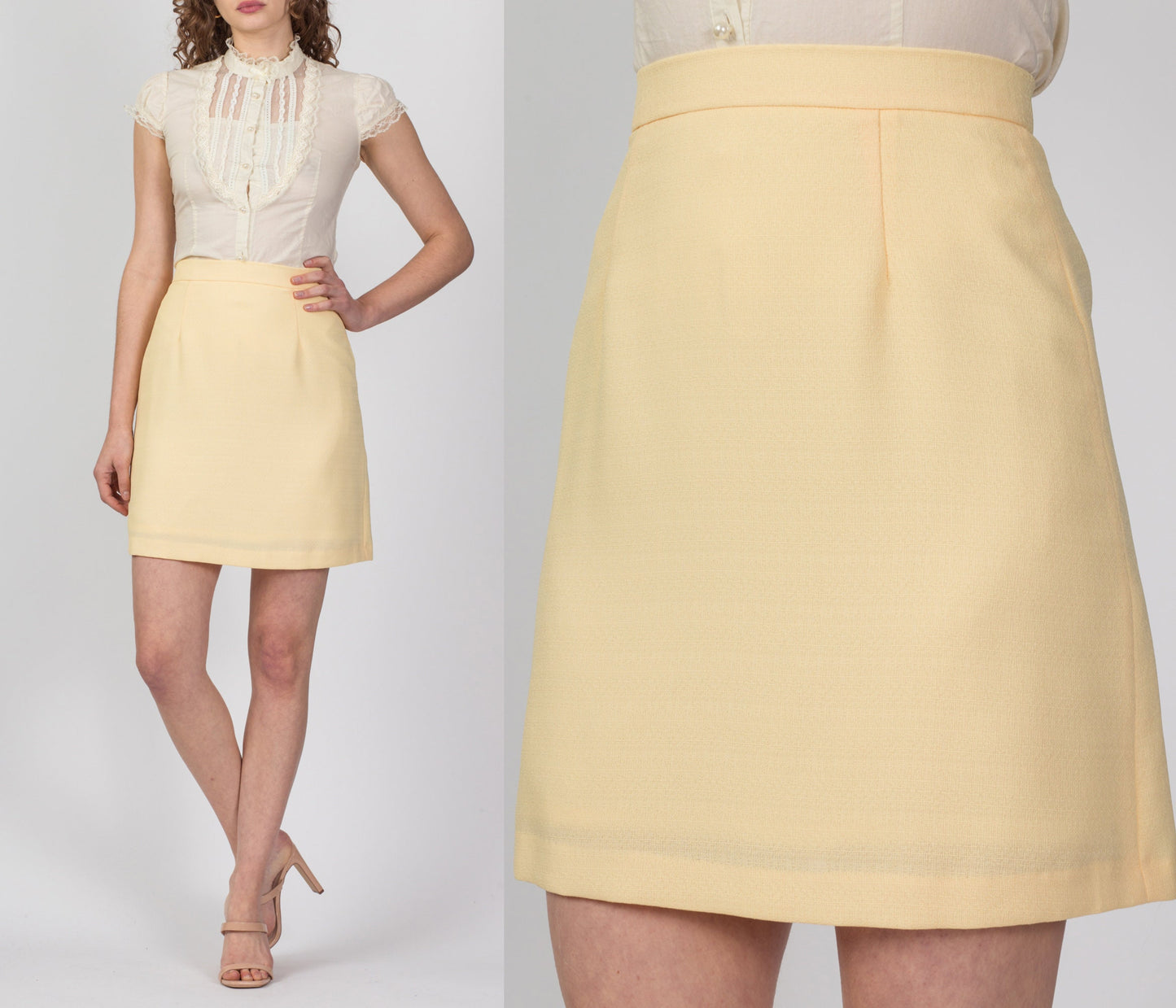 80s Buttercup Yellow Mini Skirt - Medium, 27" 