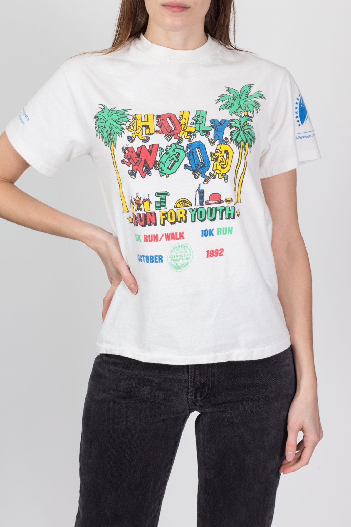 1992 Hollywood Los Angeles Marathon T Shirt - Small 