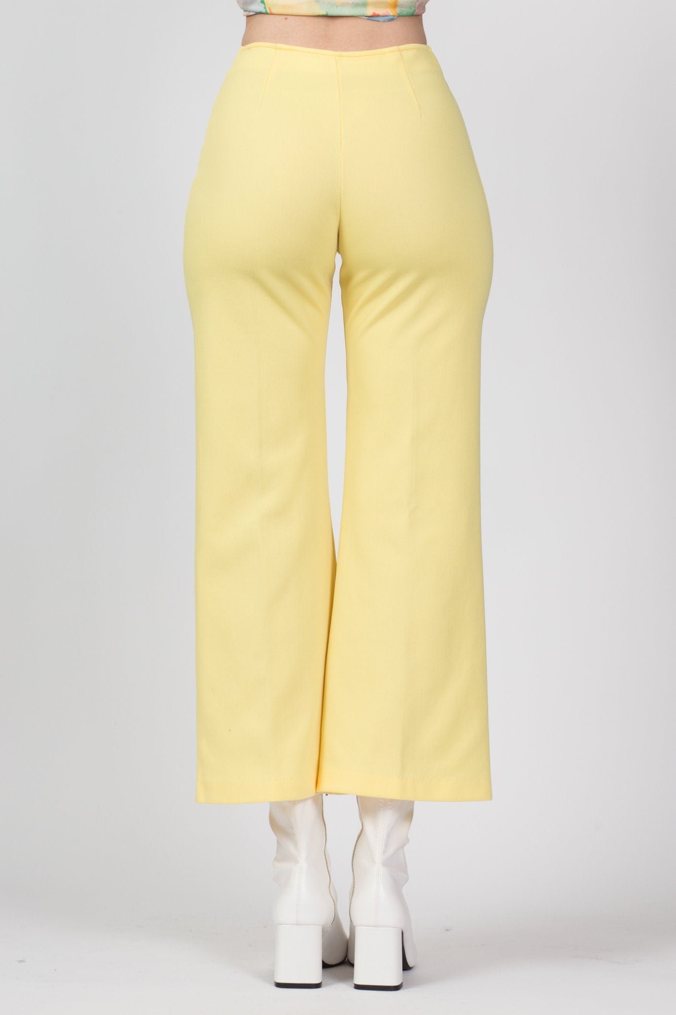 70s Yellow Flared Pants - Extra Small, 24" 