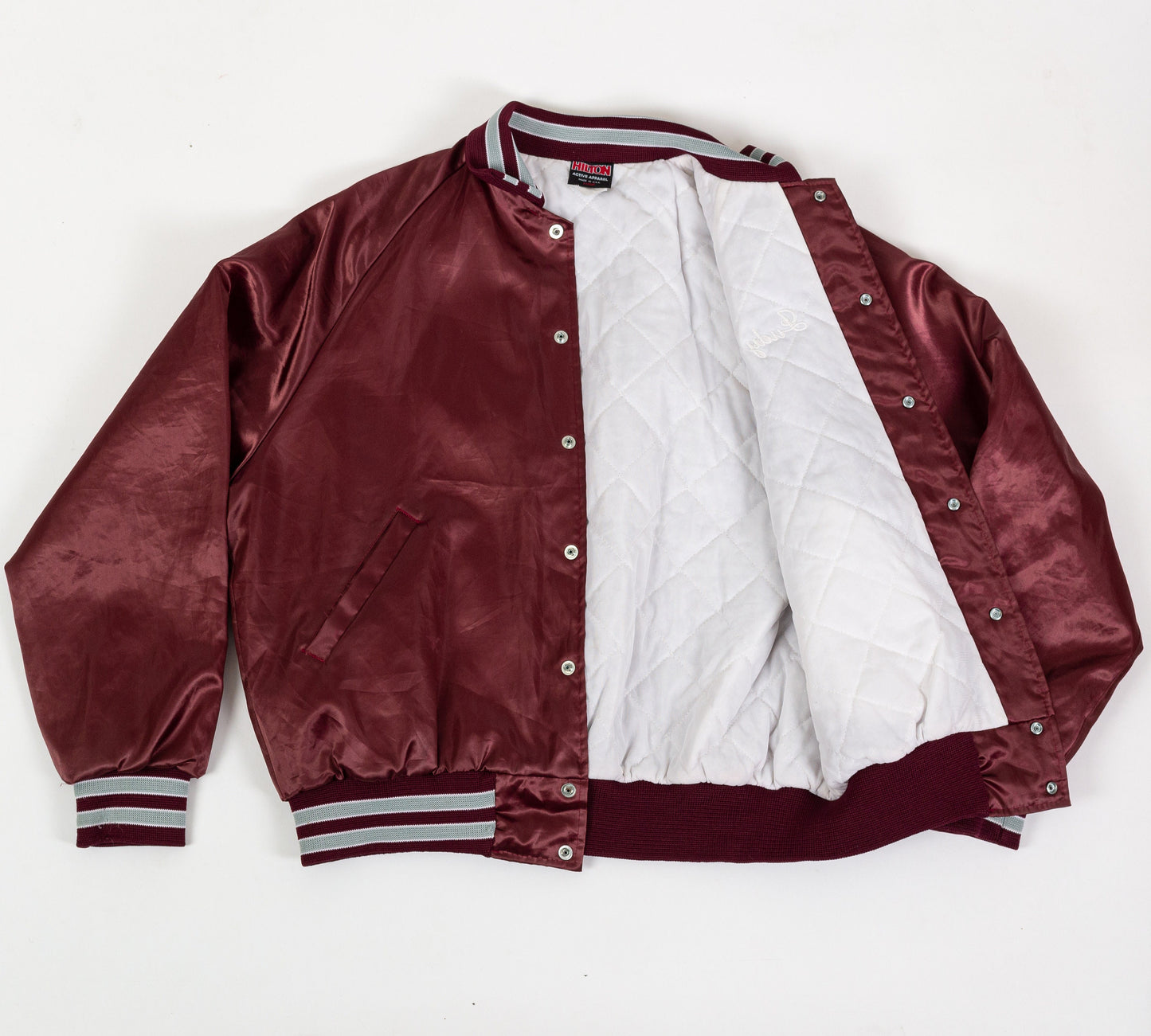 80s Olmsted Trucking Satin Varsity Jacket - Men's Large 