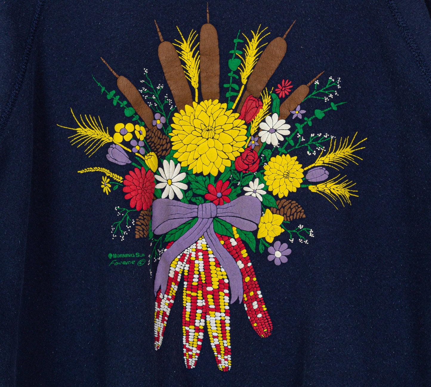 90s Corn Husk Bouquet Collared Sweatshirt - Women's Large 