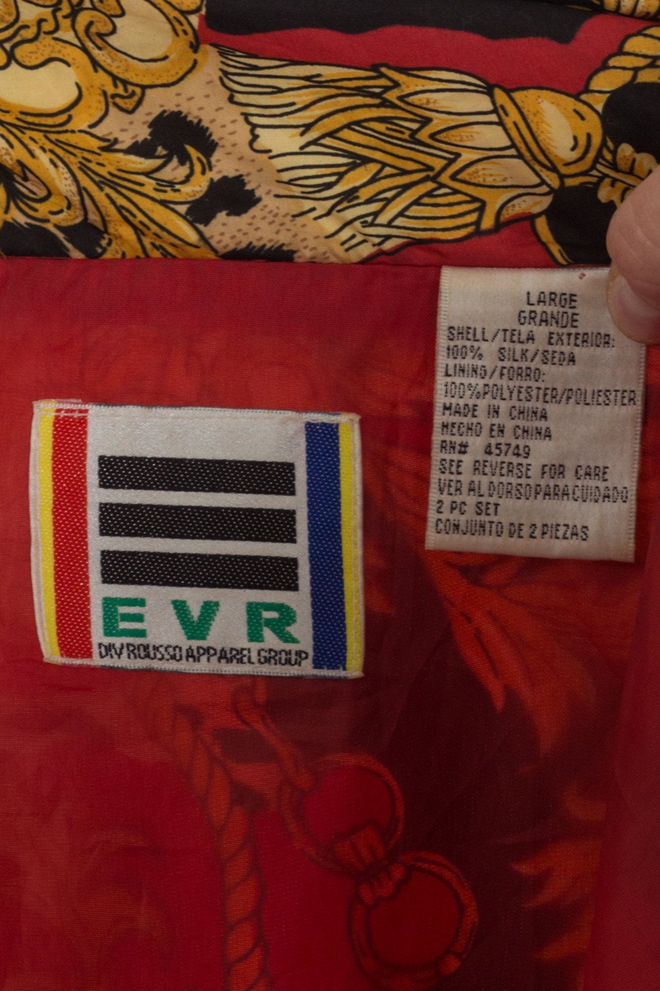 80s Baroque Silk Windbreaker - Large 