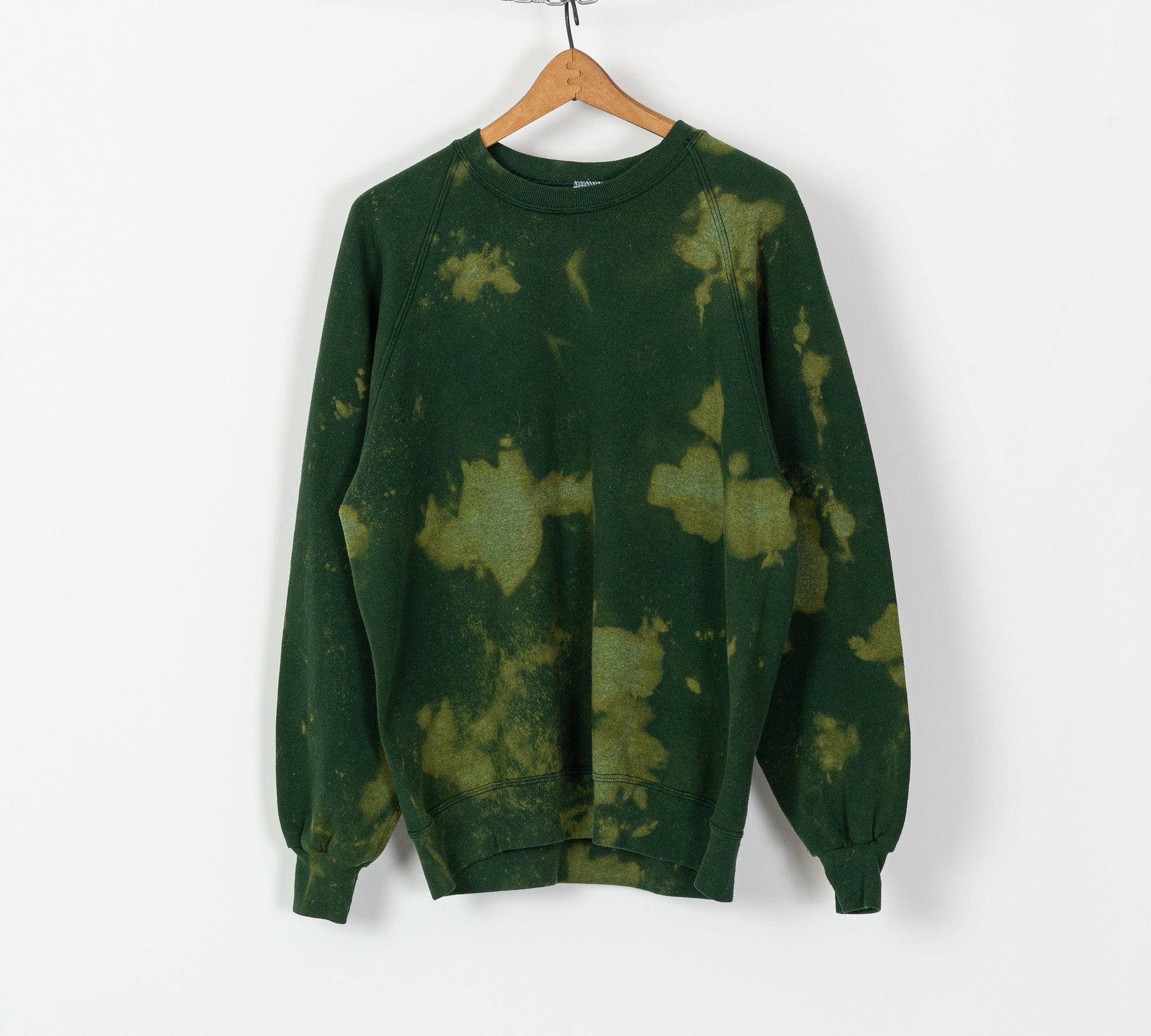 90s Green Reverse Tie Dye Sweatshirt - Men's Large Short, Women's XL 