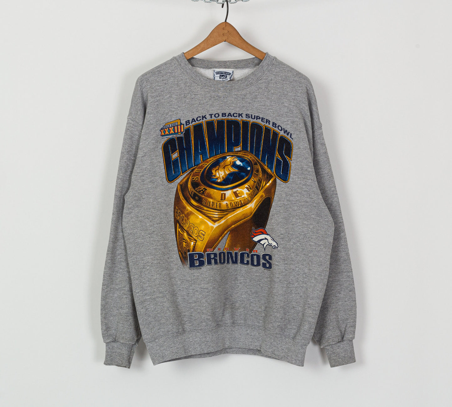 90s Super Bowl XXXIII Denver Broncos Back To Back Champs Sweatshirt - Men's Large 
