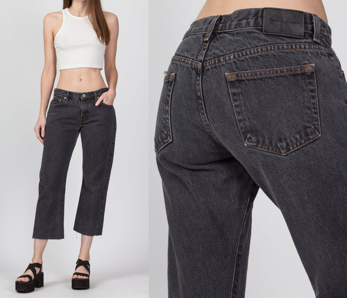 90s Calvin Klein Cropped Jeans - Medium 