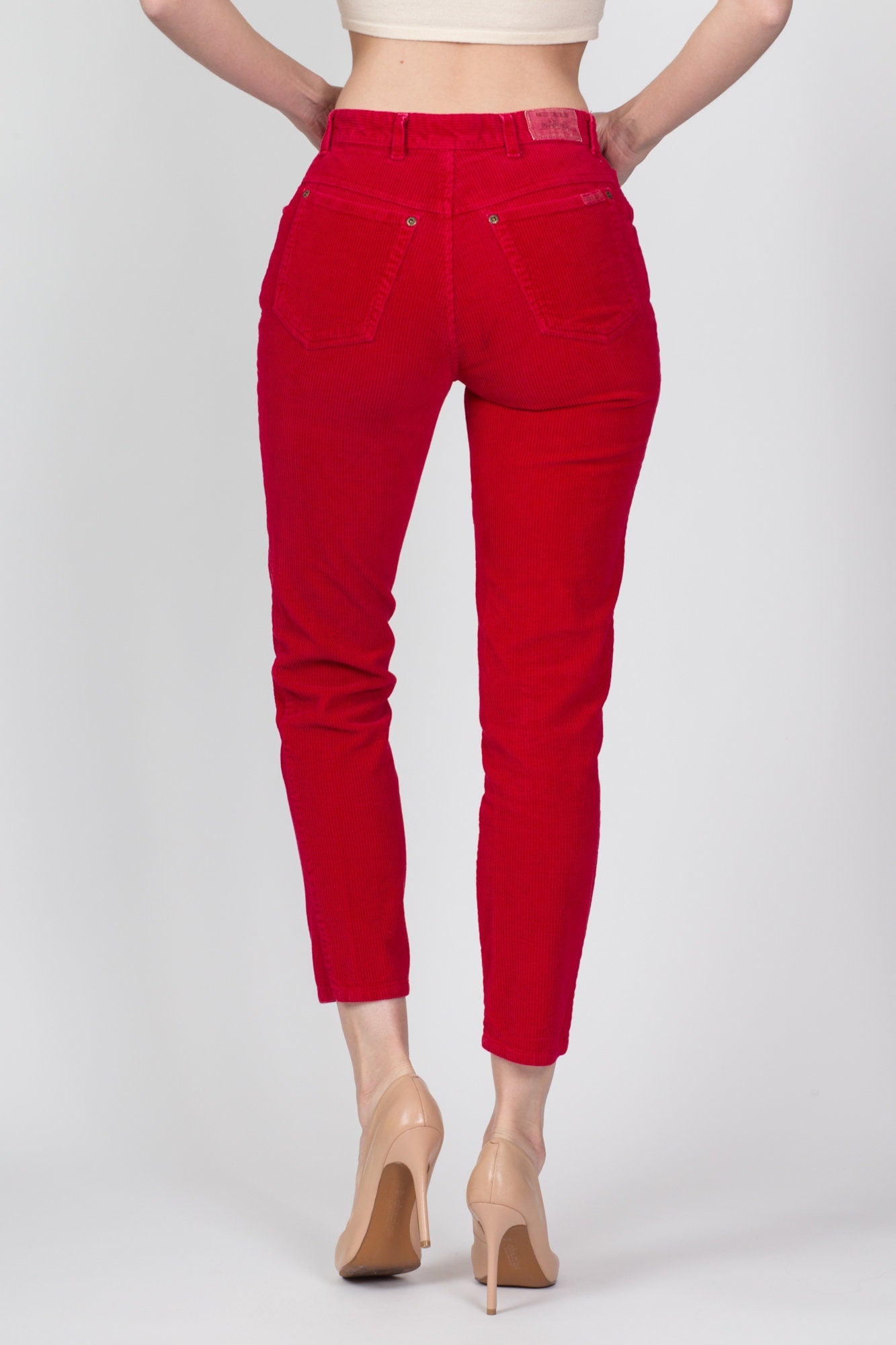 Vintage Red Corduroy High Waist Pants - Extra Small, 24" 