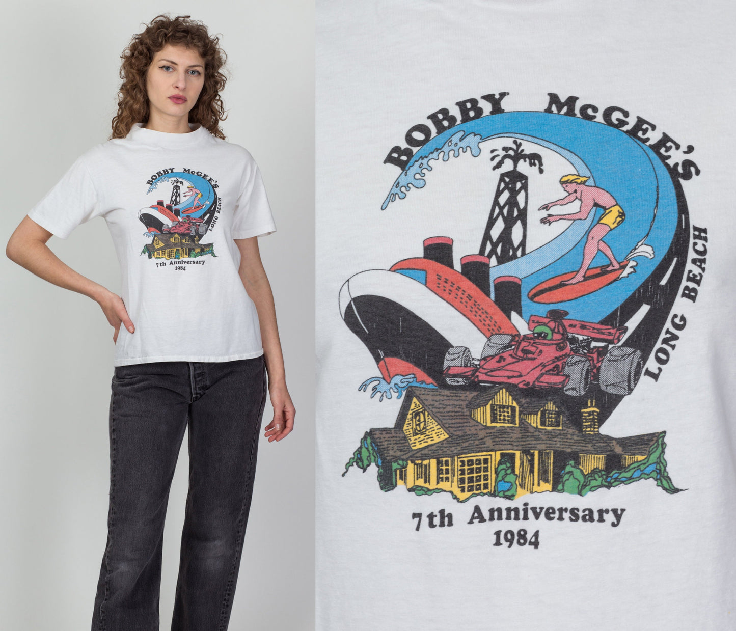 Vintage 1984 Bobby McGees Restaurant T Shirt - Unisex Medium 