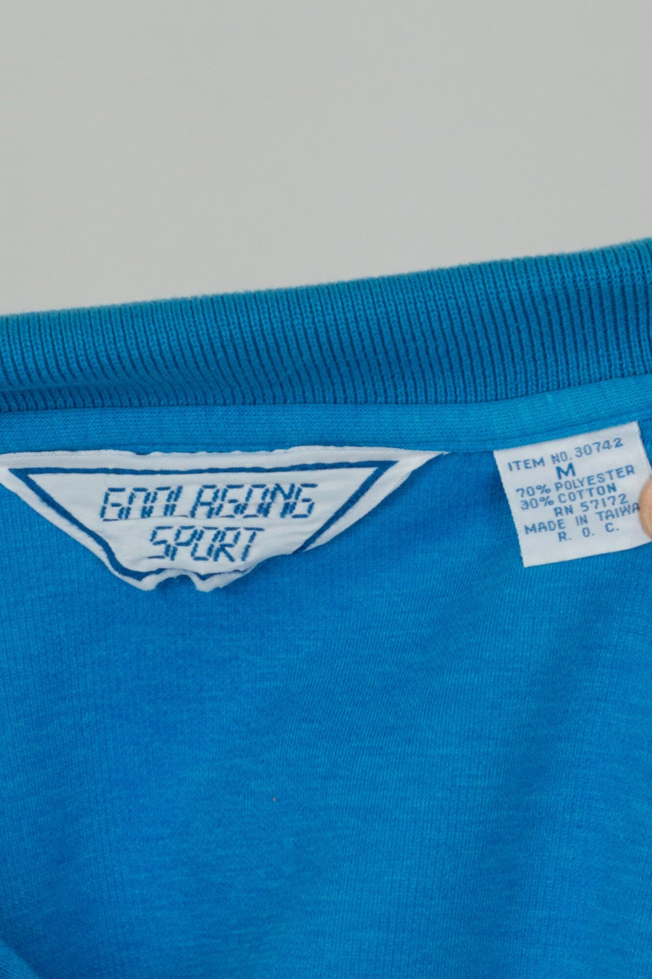 80s Cropped Blue Polo Shirt - Medium to Large 