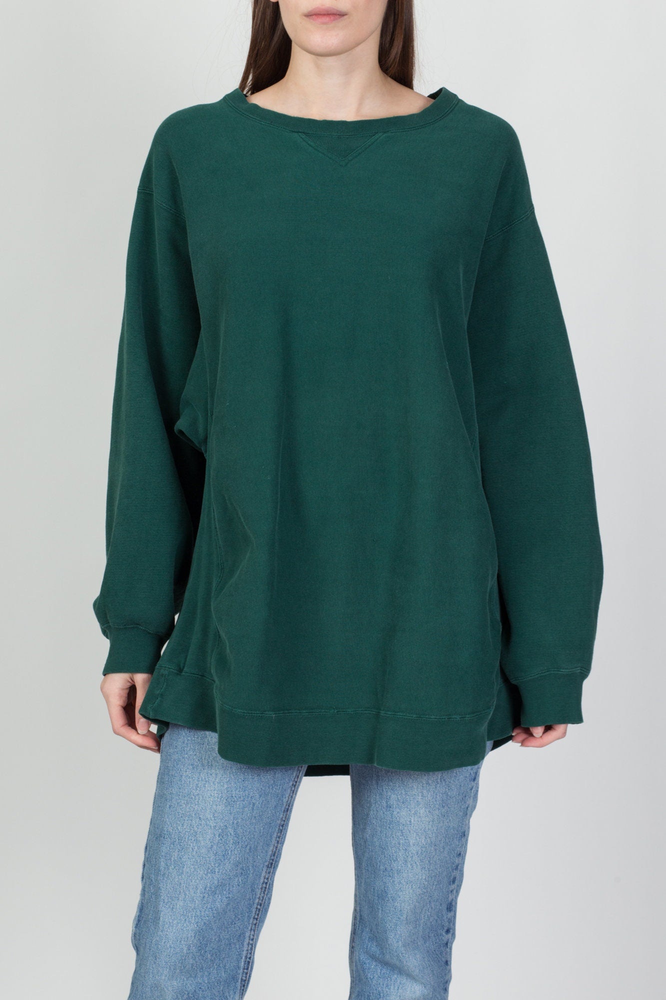 90s Green Distressed Oversize Sweatshirt - Men's XL, Women's XXL 