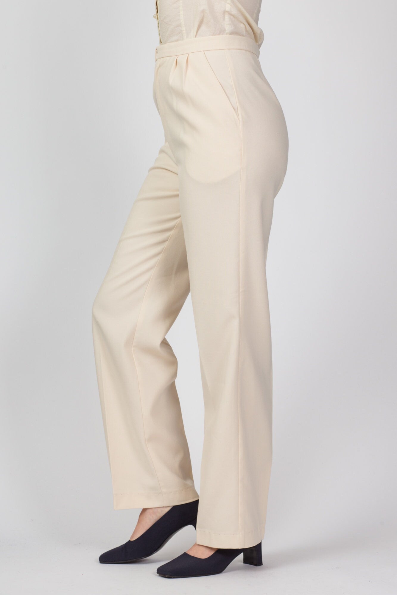 80s Buttercup Yellow High Waist Trousers - Medium, 28" 