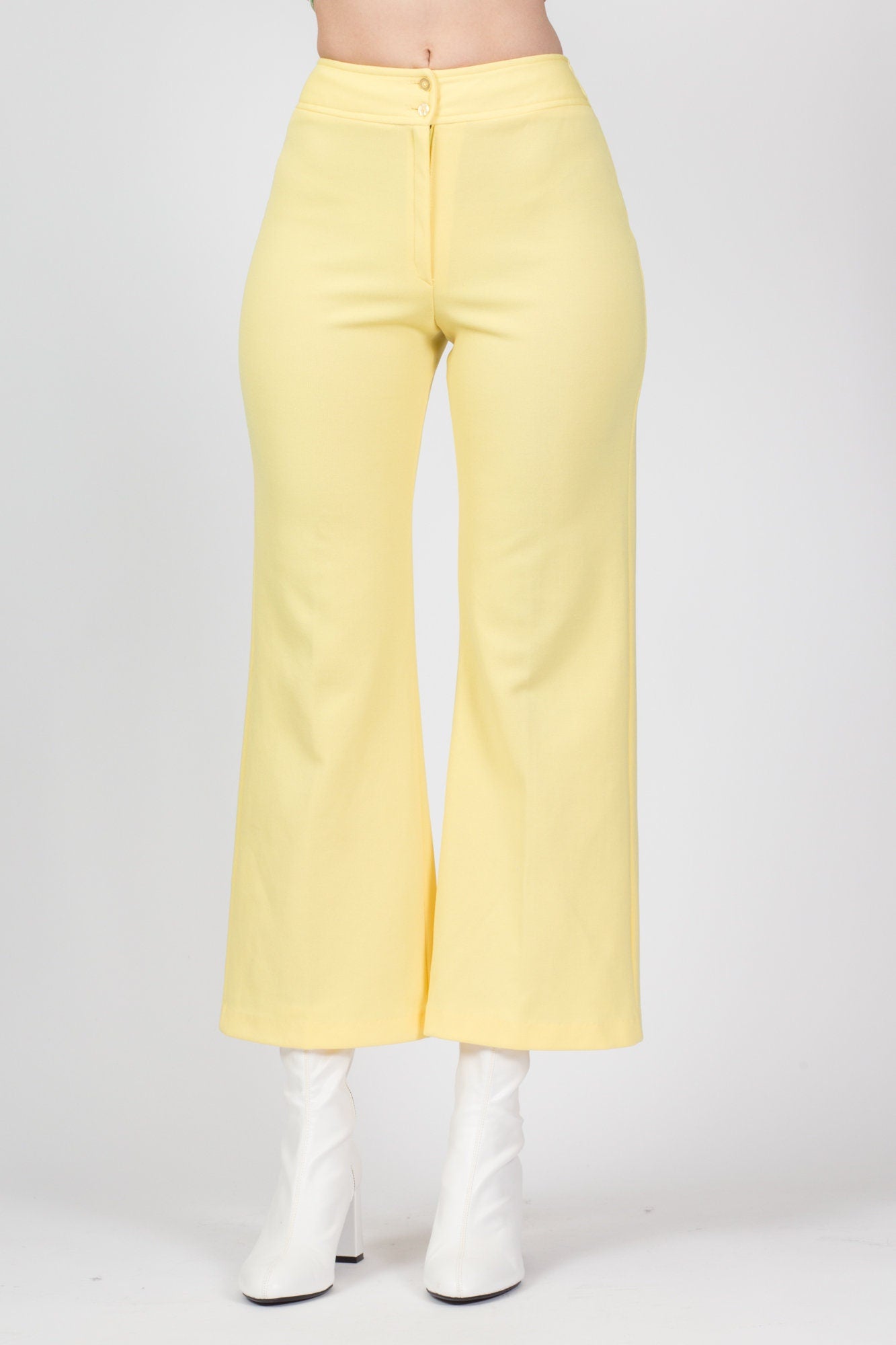 70s Yellow Flared Pants - Extra Small, 24" 