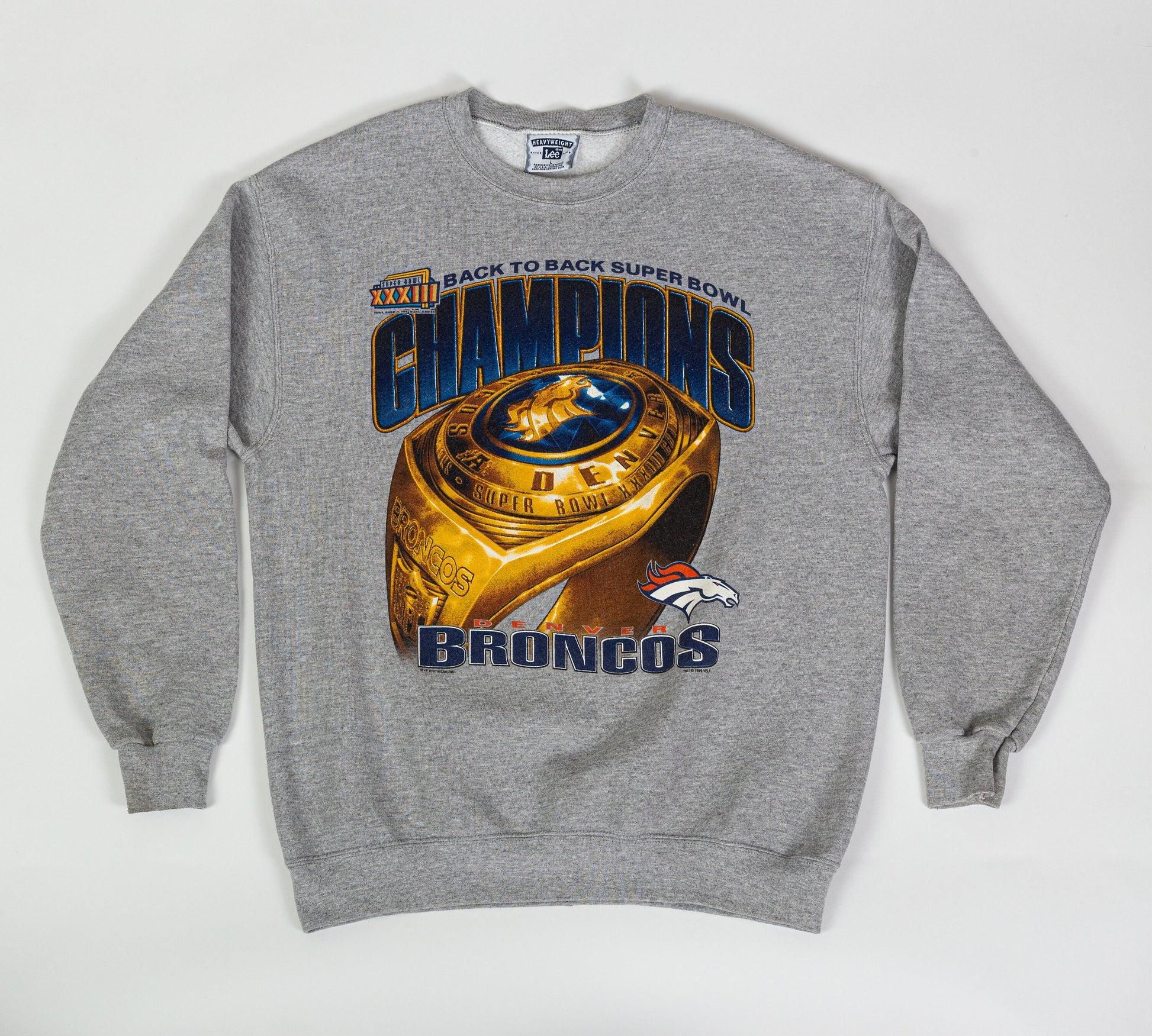 90s Super Bowl XXXIII Denver Broncos Back To Back Champs Sweatshirt - Men's Large 