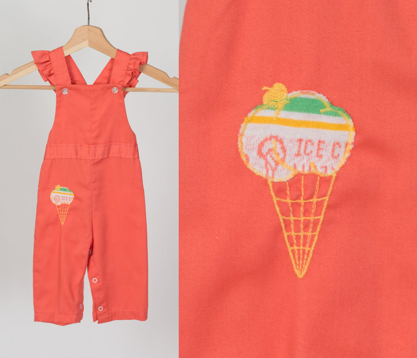 70s Baby Ice Cream Patch Overalls - 12 Months 