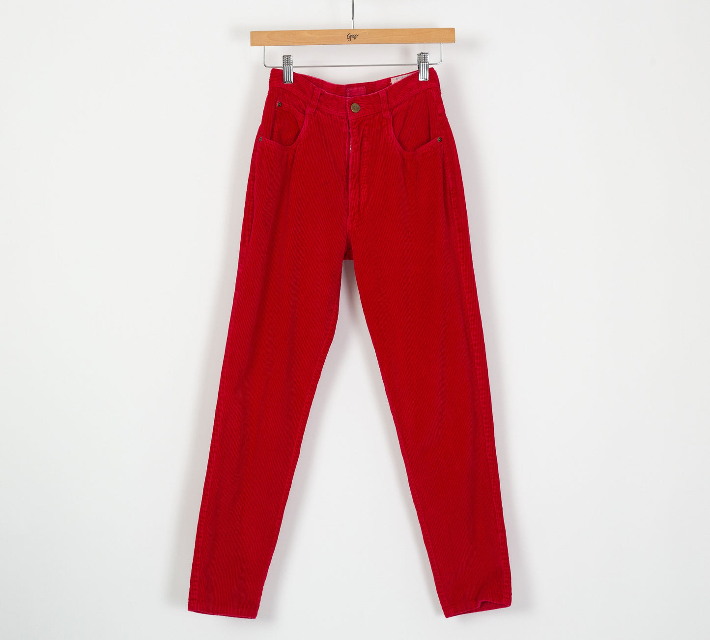 Vintage Red Corduroy High Waist Pants - Extra Small, 24" 