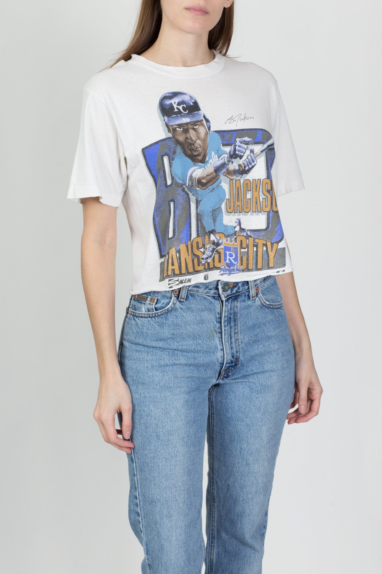90s Bo Jackson Kansas City Royals MLB Cropped Tee - Medium 
