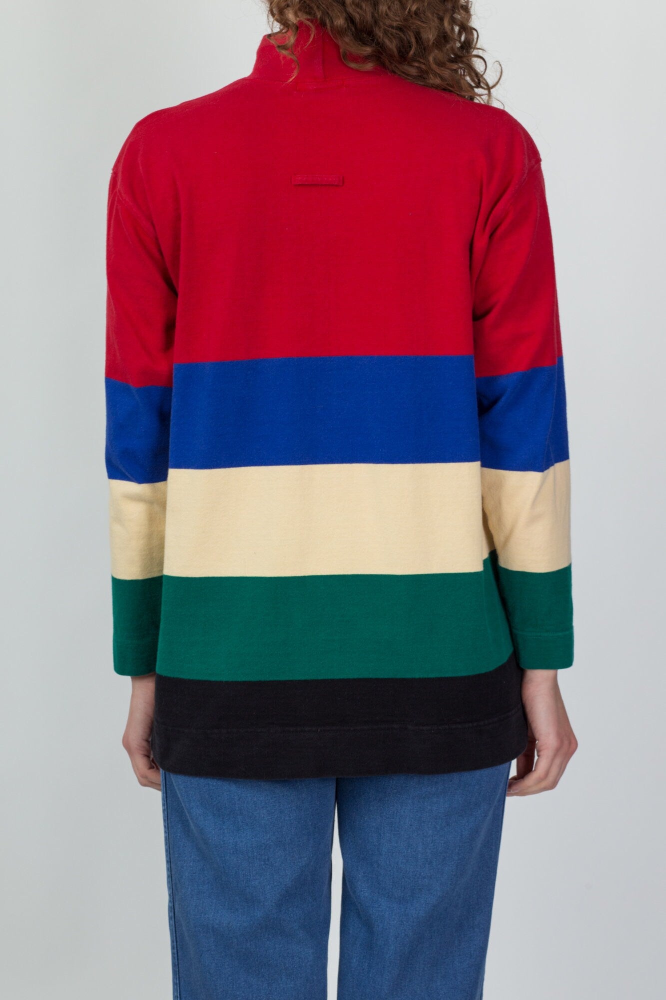90s Striped Mockneck Sweatshirt - Medium 