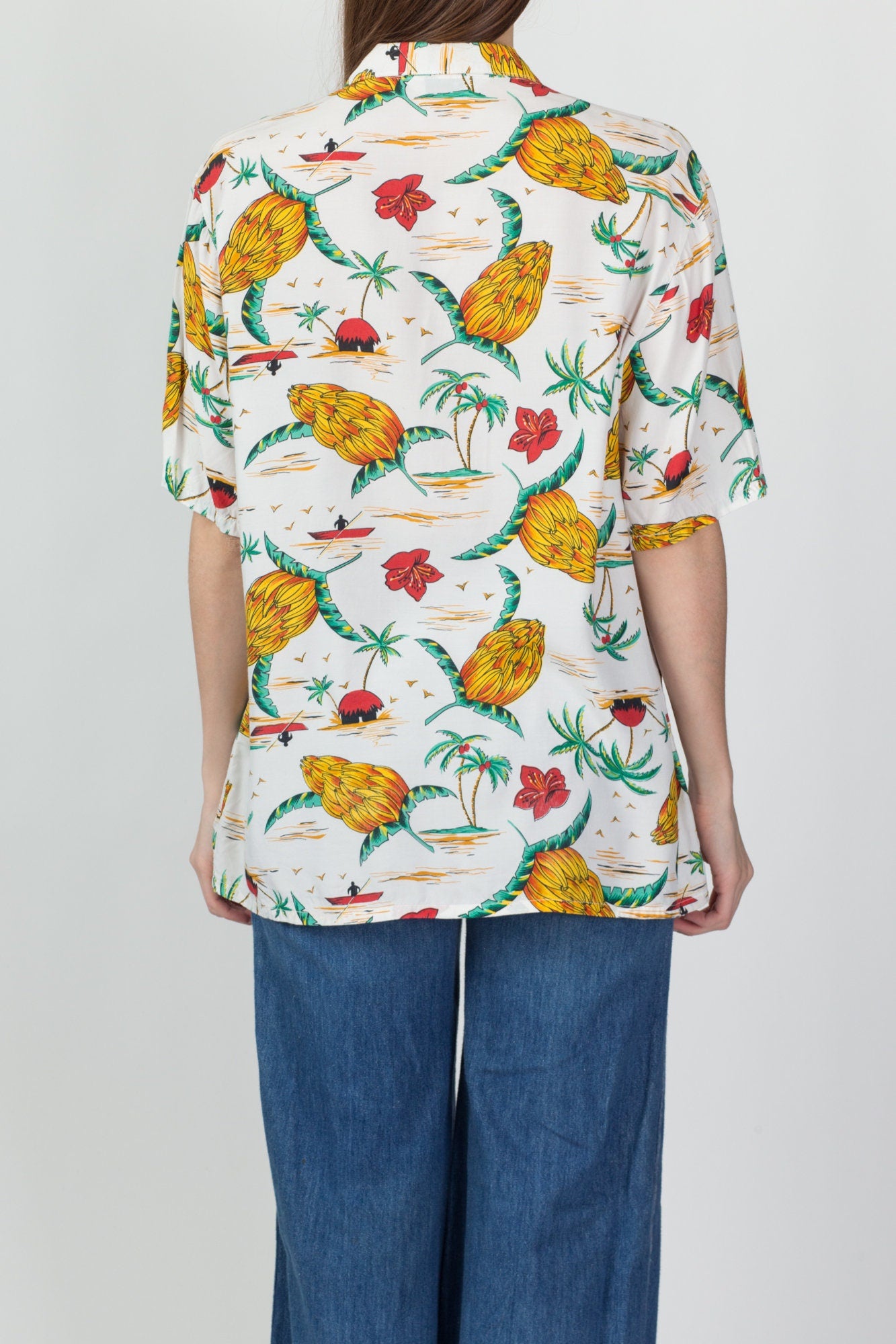 90s Tropical All-Over Print Aloha Shirt - Men's Large 