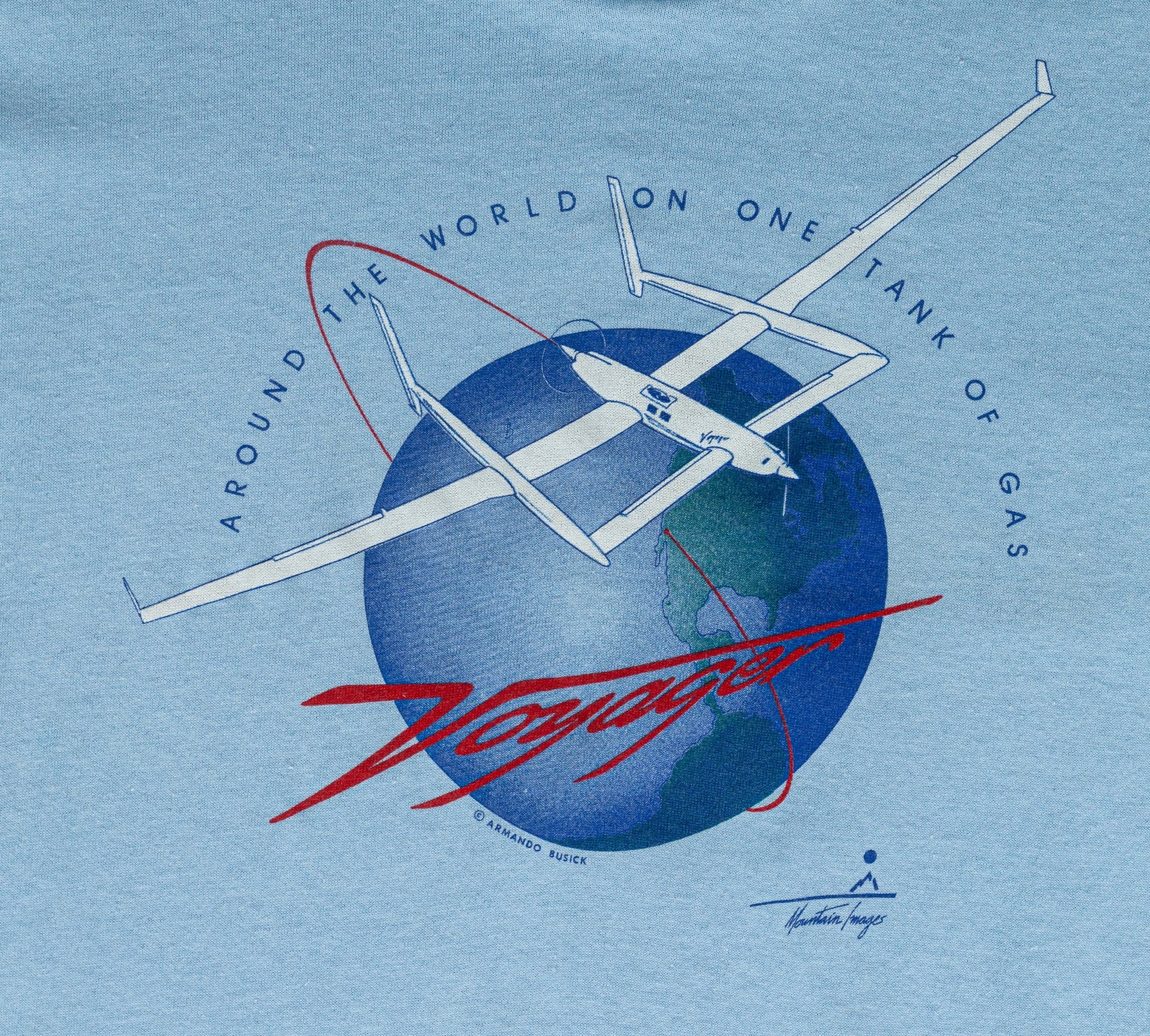 80s Voyager "Around The World On A Tank Of Gas" T Shirt - Medium 
