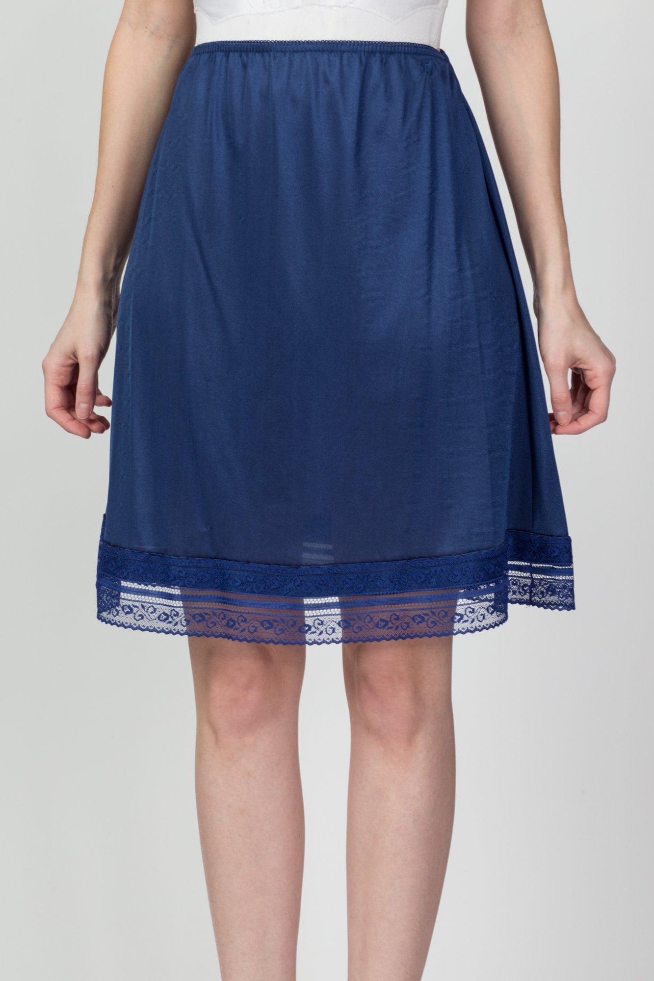 Vintage Blue Mini Skirt Slip - Small 