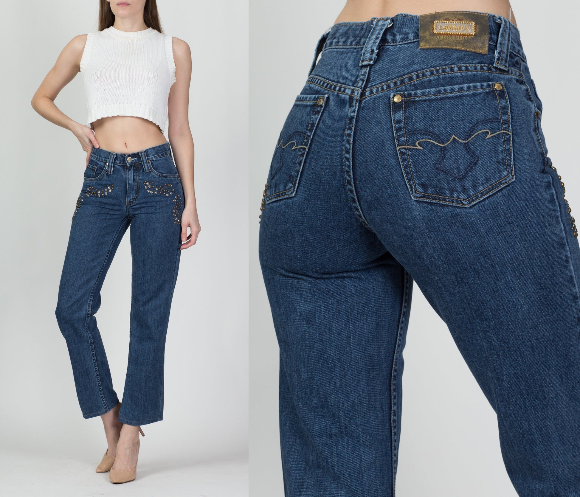 Y2K Lawman Western Studded Jeans - XS to Small 