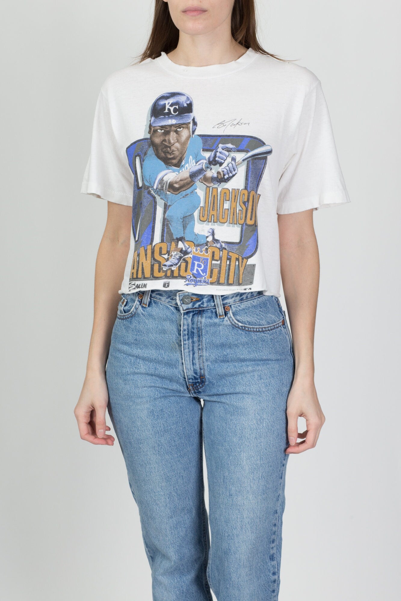 90s Bo Jackson Kansas City Royals MLB Cropped Tee - Medium 