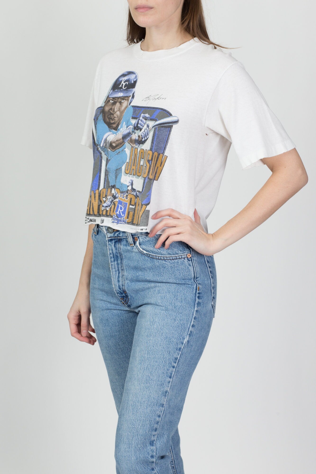 90s Bo Jackson Kansas City Royals MLB Cropped Tee - Medium 