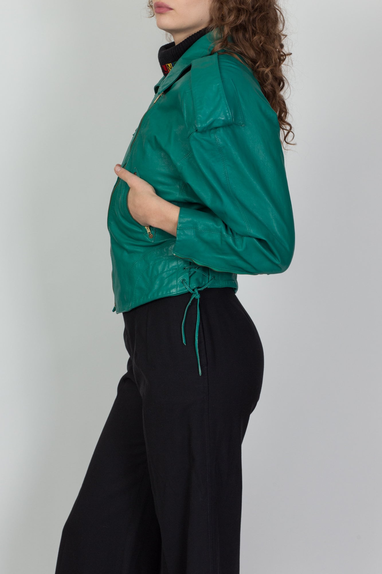 Teal crop best sale jacket