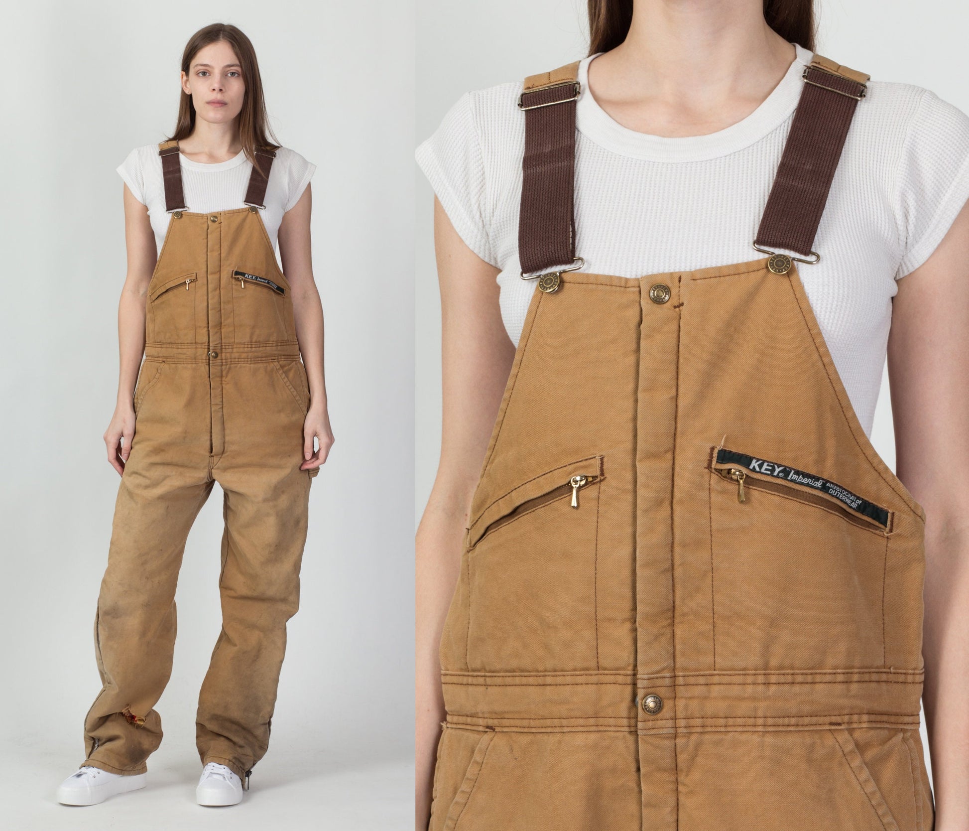 70s Key Imperial Distressed Insulated Overalls - Men's Medium Regular 