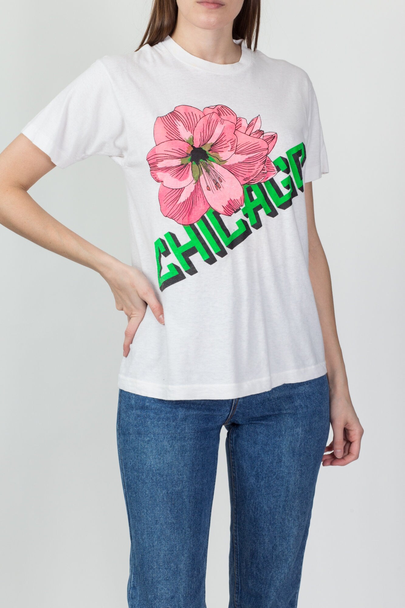 90s Chicago Flower T Shirt - Medium 