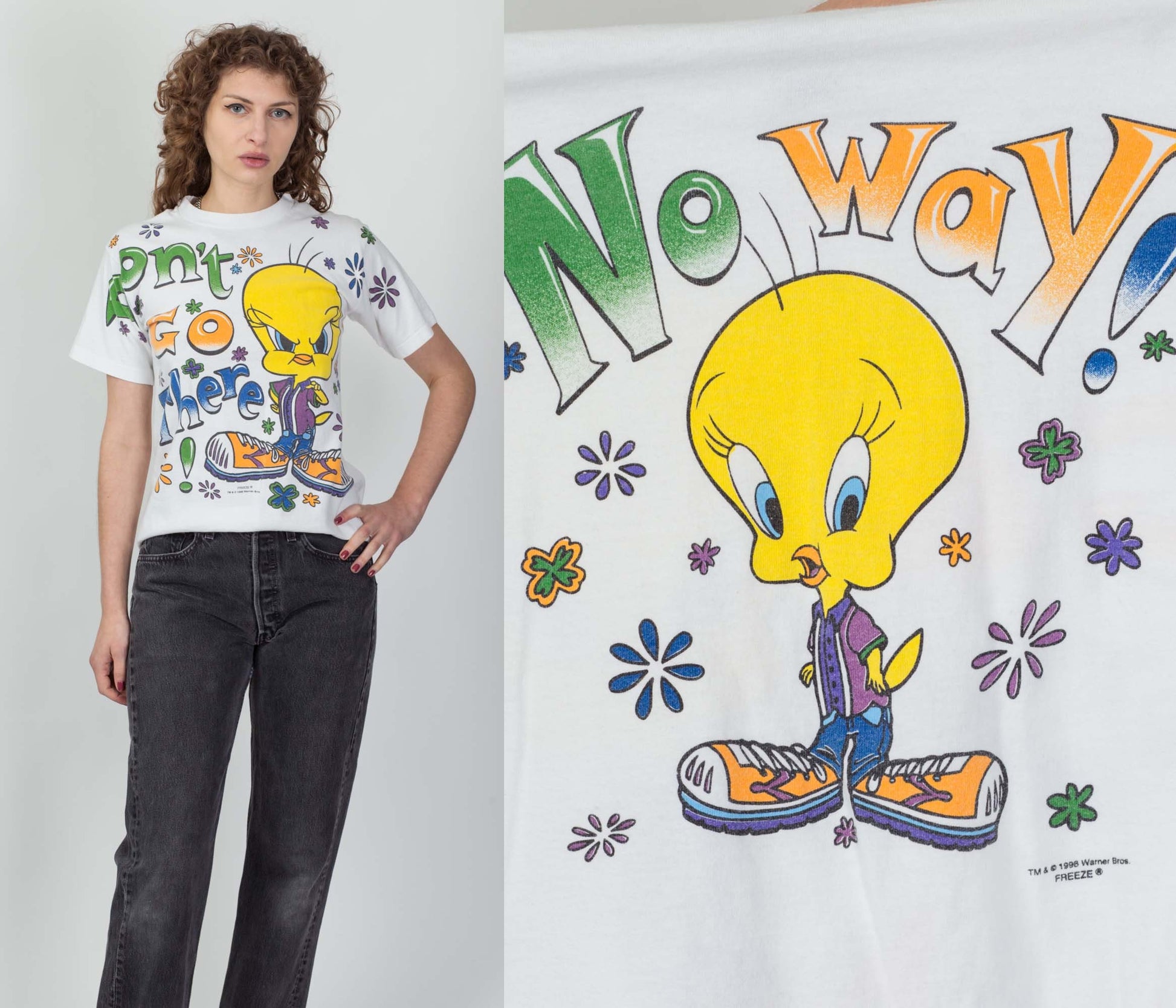 90s Tweety Bird "Don't Go There!" T Shirt - Small 
