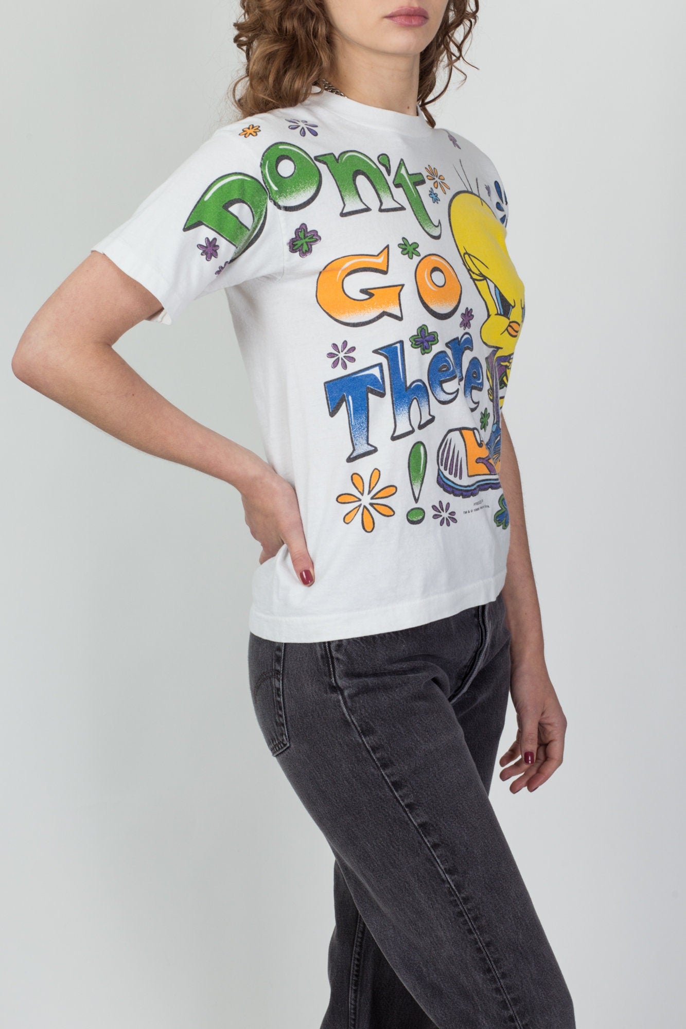 90s Tweety Bird "Don't Go There!" T Shirt - Small 
