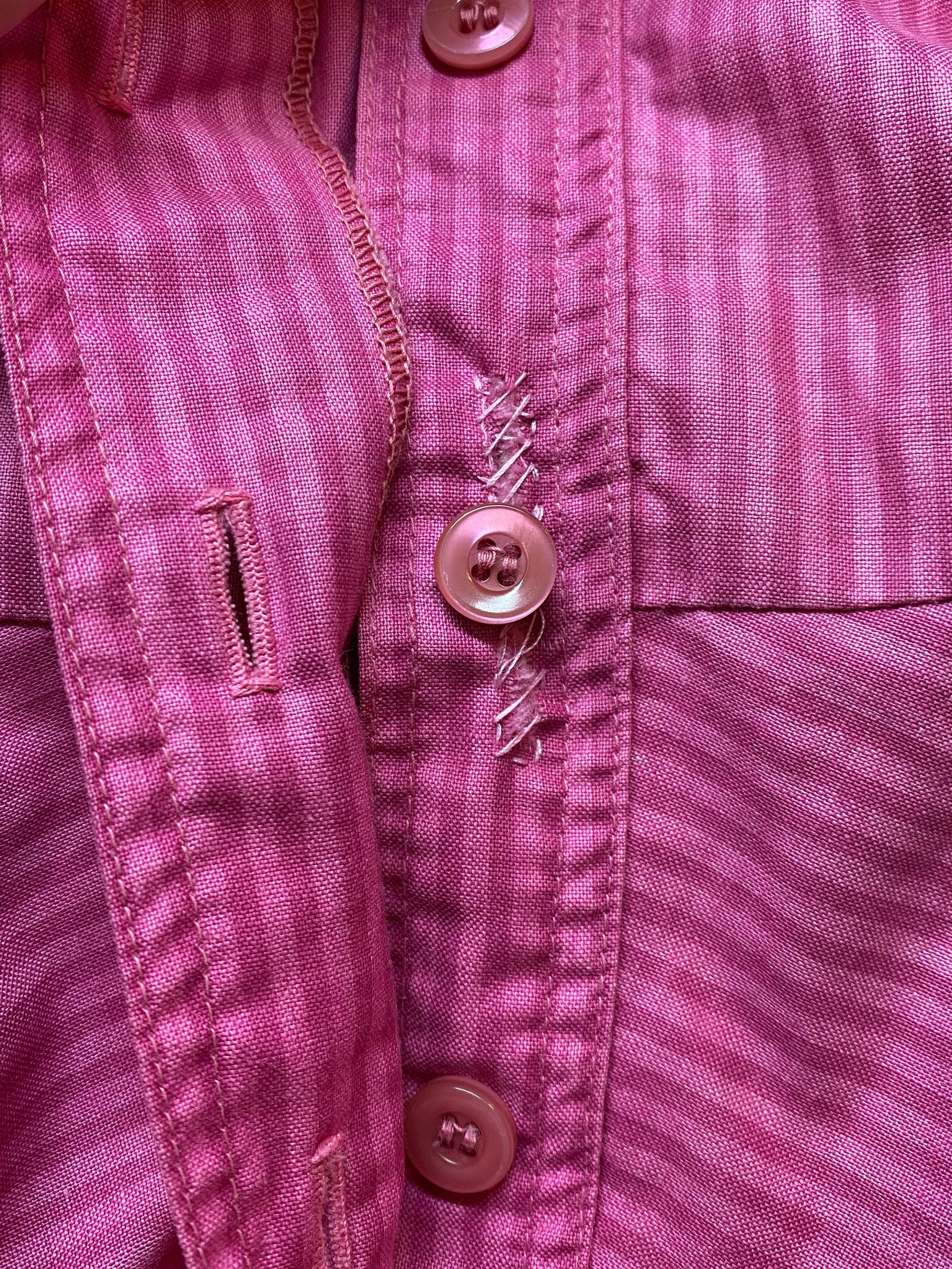 70s 80s Foxy Lady Pink Striped Shirtdress - Extra Small 