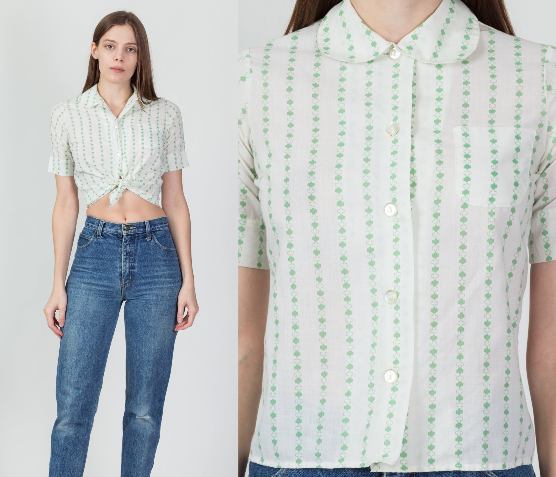 70s Girl Scouts Button Up Shirt - Petite XS 