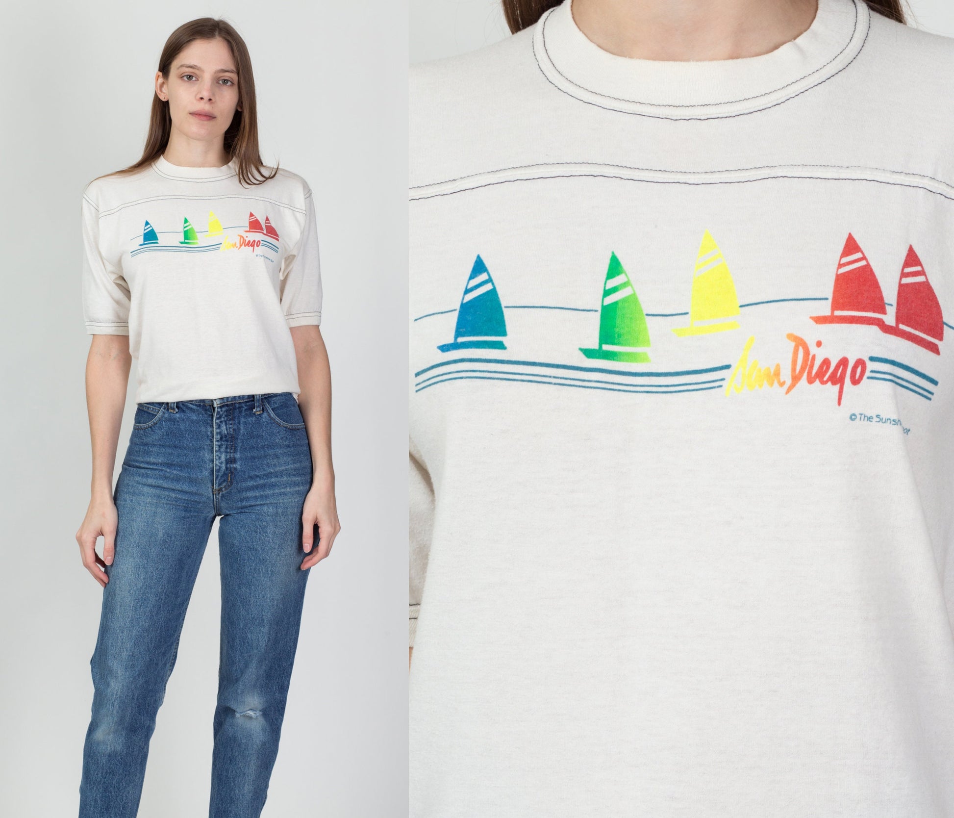 80s San Diego Sailboat T Shirt - Men's Small, Women's Medium 