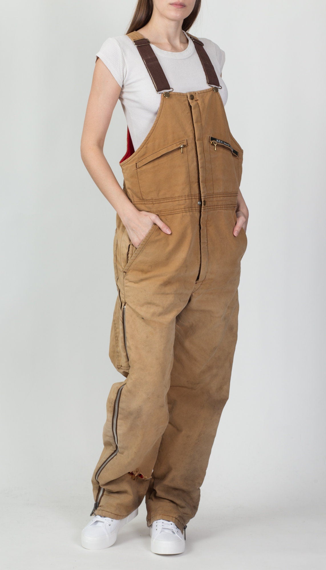 70s Key Imperial Distressed Insulated Overalls - Men's Medium Regular 